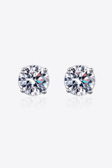 2 Carat Moissanite Rhodium-Plated Stud Earrings - Shah S. Sahota