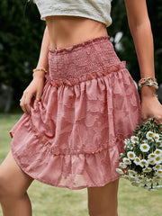 Applique Smocked Frill Trim Mini Skirt - Shah S. Sahota