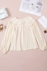 Swiss Dot Lace-Up Lace Trim Blouse - Shah S. Sahota