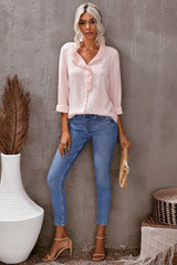 Eyelet Ruffles Button Crinkled Shirt - Shah S. Sahota