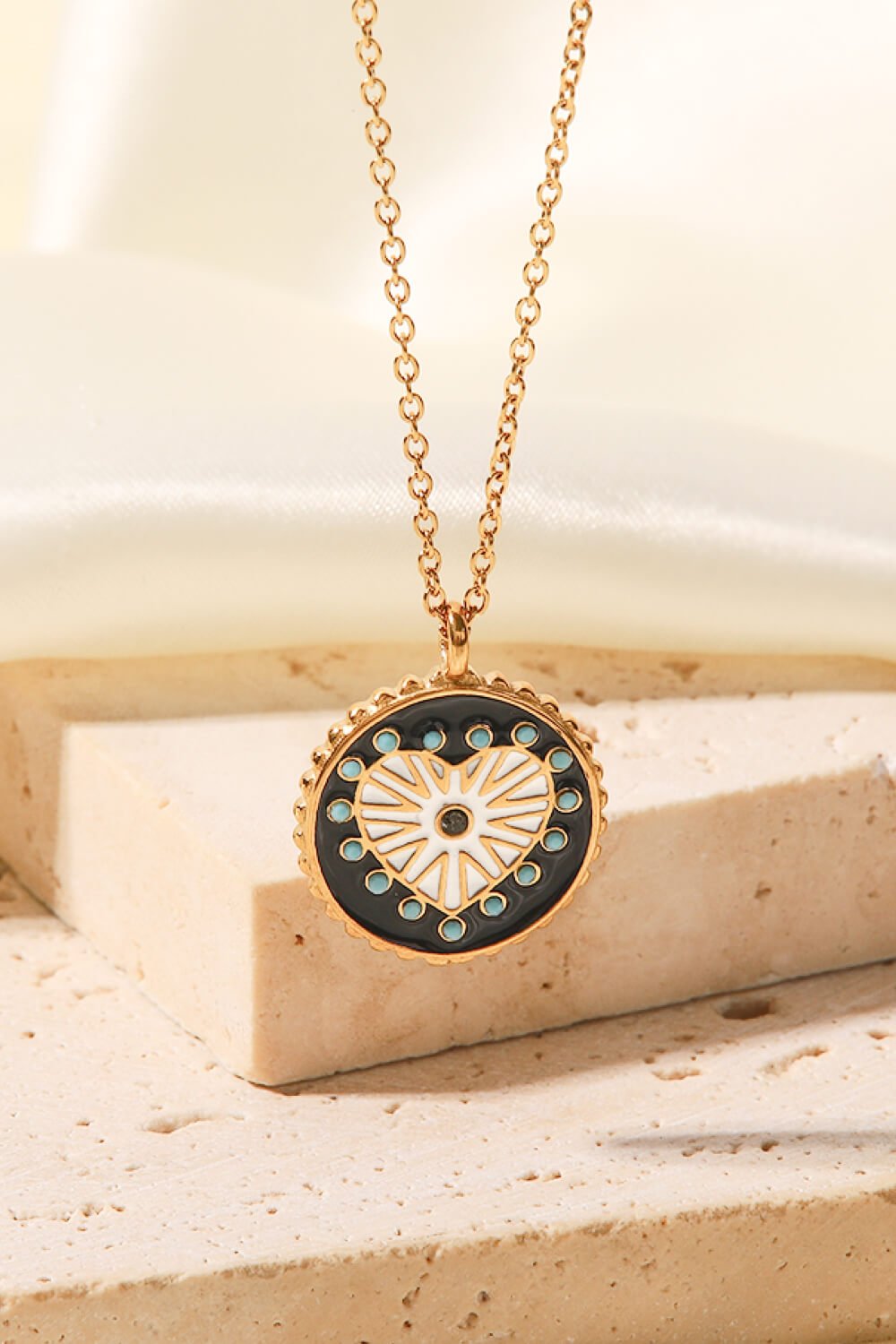 Heart Design Round Pendant Necklace - Shah S. Sahota
