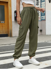 Loose Elastic Waist With Tie Pocket Pants - Shah S. Sahota