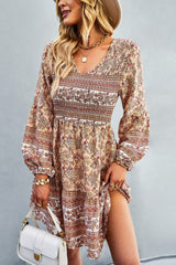 Bohemian V-Neck Balloon Sleeve Dress - Shah S. Sahota