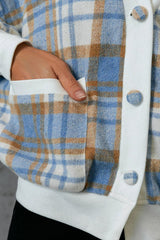 Plaid Button Down Jacket with Pockets - Shah S. Sahota