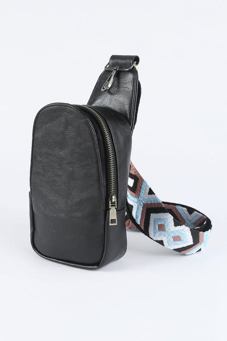 Faux Leather Zipped Crossbody Chest Bag - Shah S. Sahota