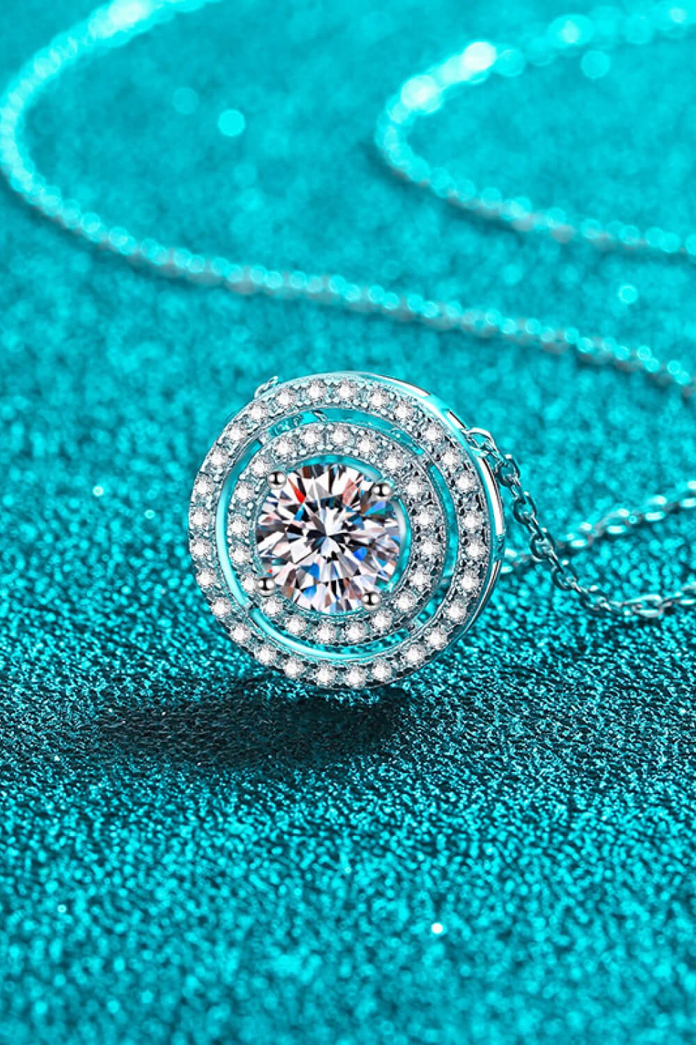 Moissanite Round Pendant Rhodium-Plated Necklace - Shah S. Sahota