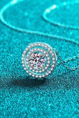 Moissanite Round Pendant Rhodium-Plated Necklace - Shah S. Sahota