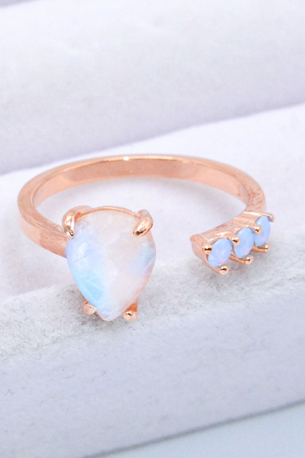 18K Rose Gold-Plated Moonstone Open Ring - Shah S. Sahota