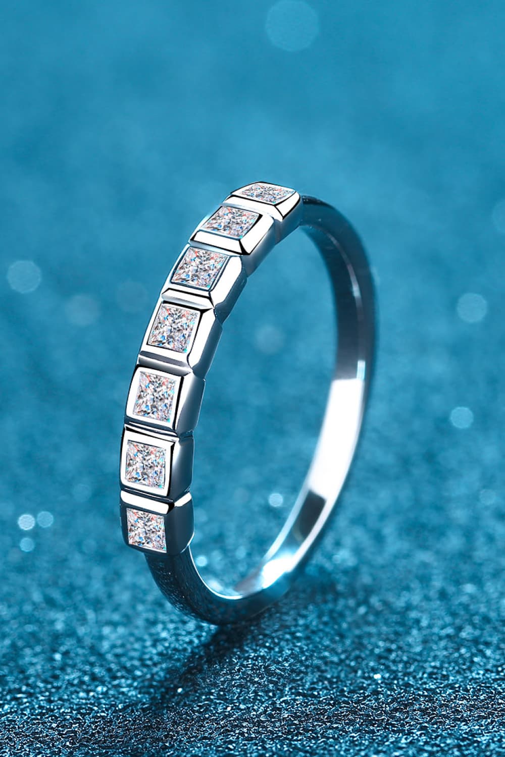 Moissanite Rhodium-Plated Half-Eternity Ring - Shah S. Sahota
