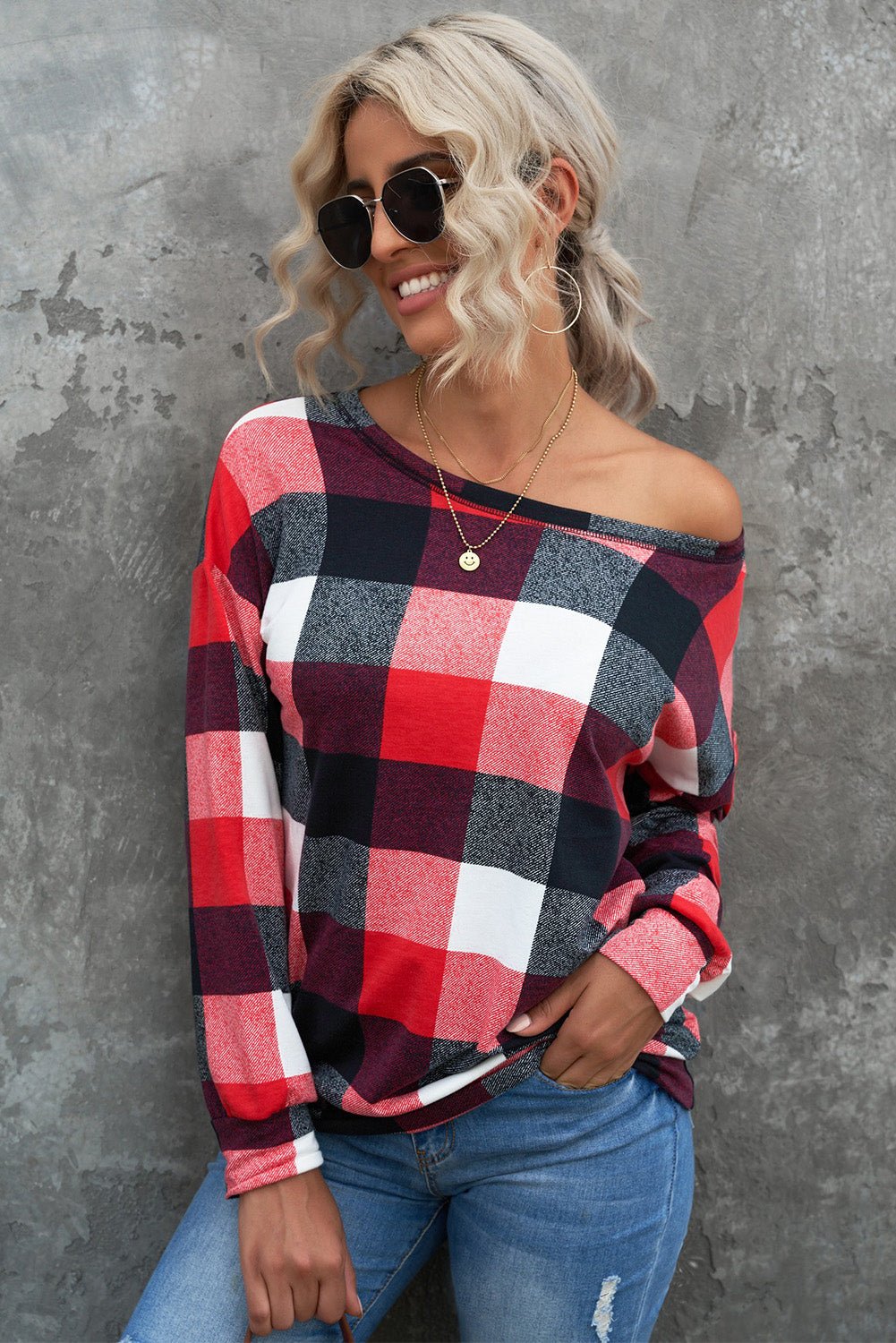 Buffalo Check Drop Shoulder Pullover - Shah S. Sahota
