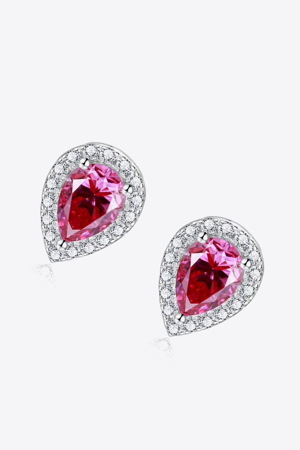 2 Carat Moissanite Teardrop Stud Earrings in Rose - Shah S. Sahota