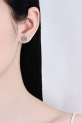 1 Carat Moissanite Rhodium-Plated Round Stud Earrings - Shah S. Sahota