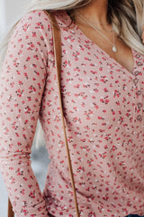 Button V-Neck Floral Top - Shah S. Sahota