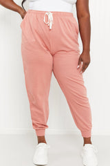 Zenana Full Size Drawstring Waist Joggers in Ash Rose - Shah S. Sahota