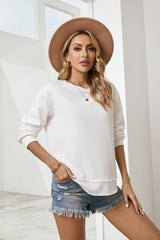 Side Slit Drop Shoulder Sweatshirt - Shah S. Sahota