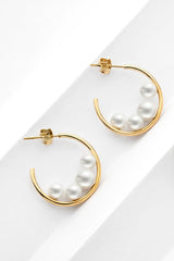 Can't Stop Your Shine Pearl C-Hoop Earrings - Shah S. Sahota