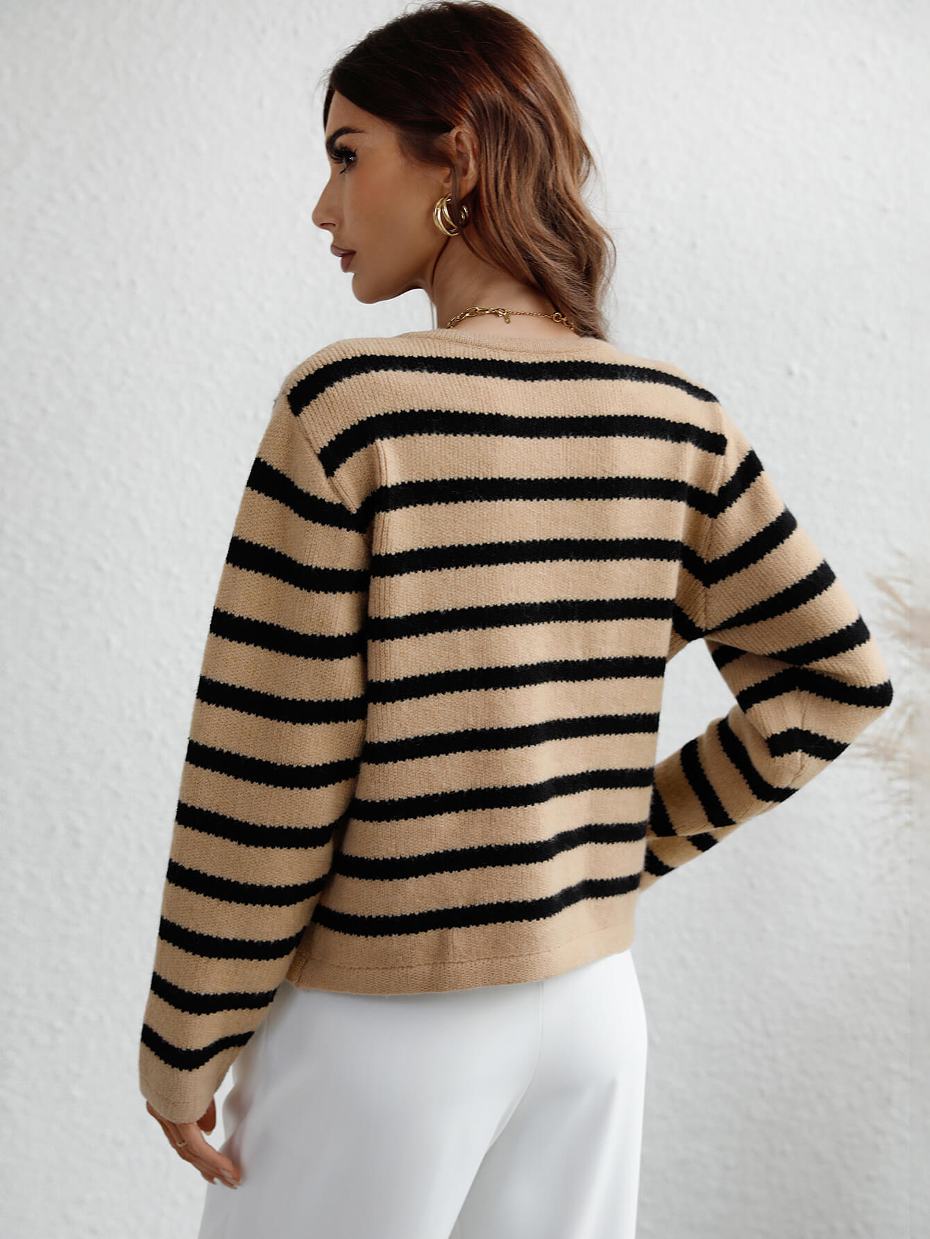 Striped Button Front Cardigan - Shah S. Sahota