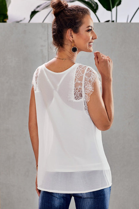 Lace Capped Sleeve Lined Top - Shah S. Sahota
