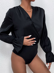 Surplice Neck Flounce Sleeve Bodysuit - Shah S. Sahota