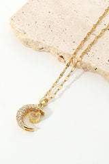 Inlaid Cubic Zirconia Moon Pendant Necklace - Shah S. Sahota