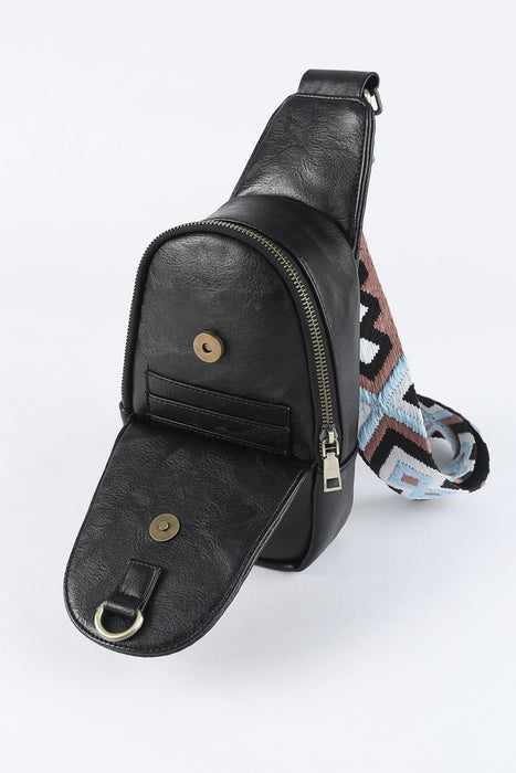 Faux Leather Zipped Crossbody Chest Bag - Shah S. Sahota