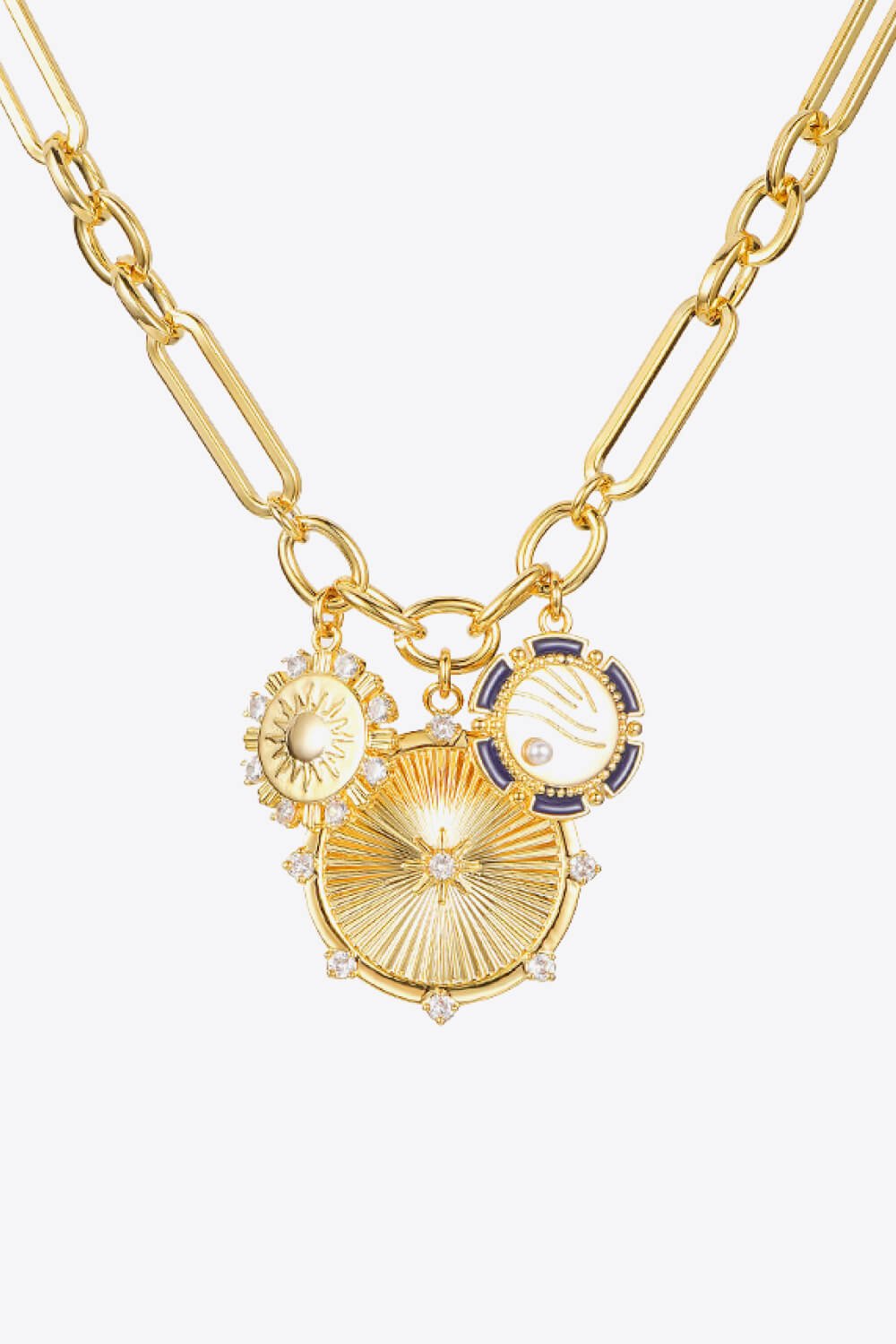 Zircon Sun Pendant Chunky Chain Necklace - Shah S. Sahota