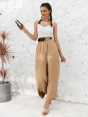 Frill Elastic Waist Wide Leg Pants Without Belt - Shah S. Sahota