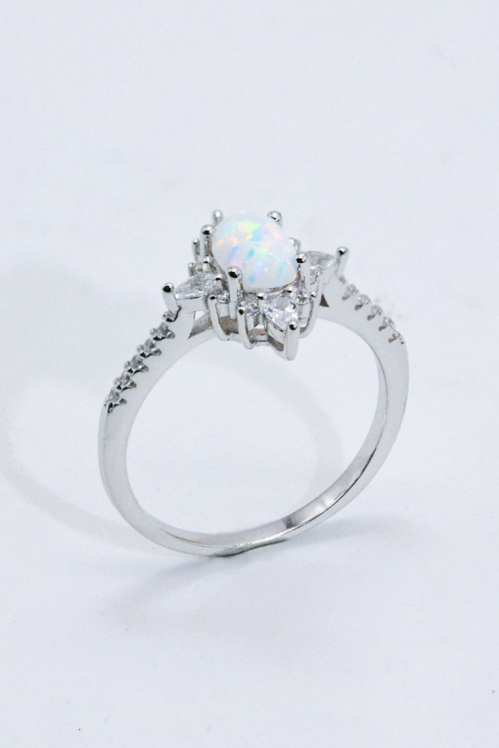 Platinum-Plated Opal and Zircon Ring - Shah S. Sahota