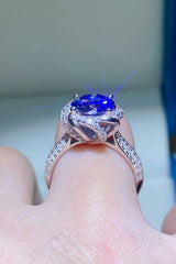 2 Carat Cobalt Blue Moissanite 925 Sterling Silver Ring - Shah S. Sahota