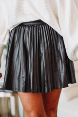 Black Pleated High Waist Mini Skirt - Shah S. Sahota