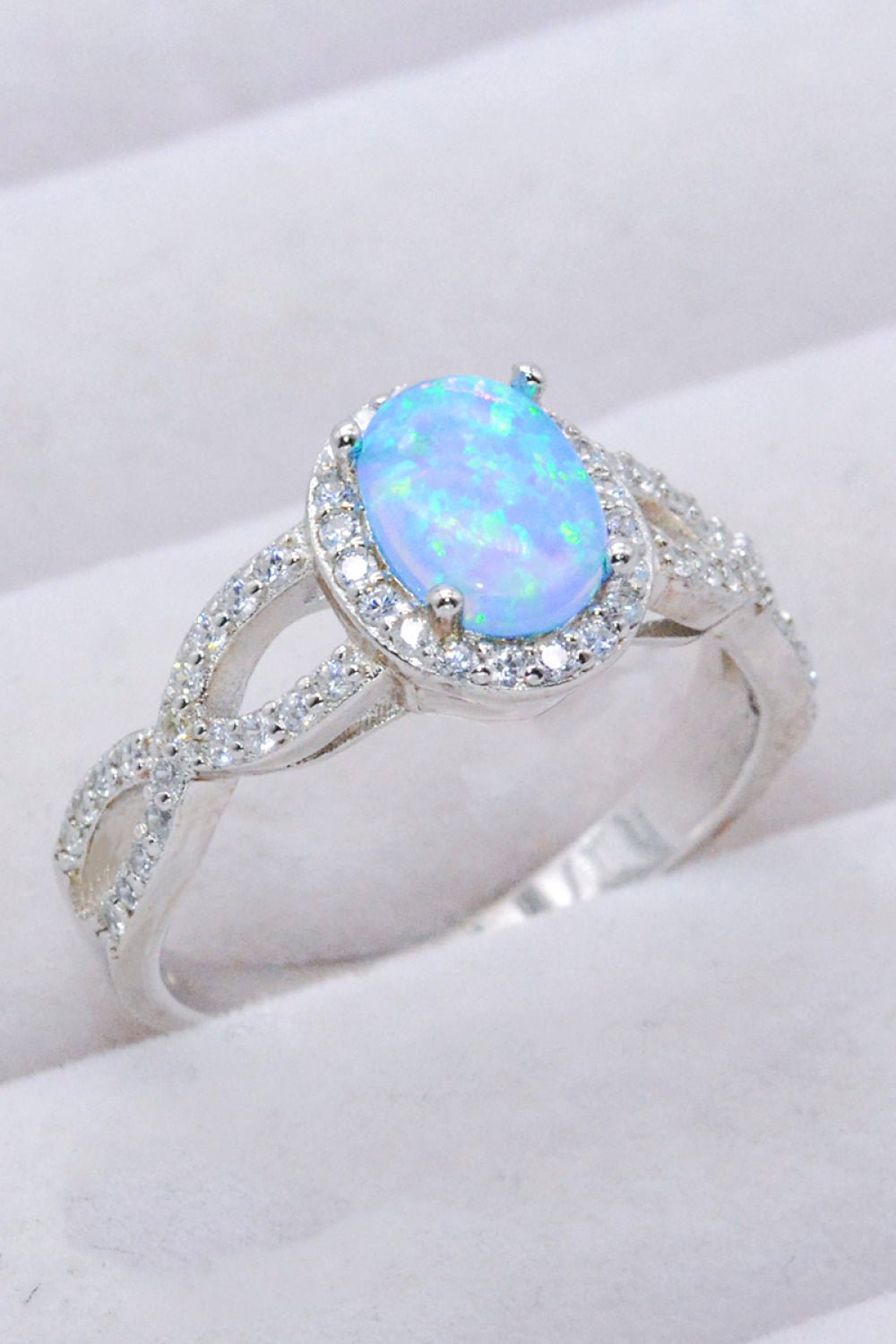 925 Sterling Silver Opal Halo Ring - Shah S. Sahota