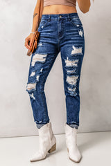 Distressed High Waist Pocket Jeans - Shah S. Sahota