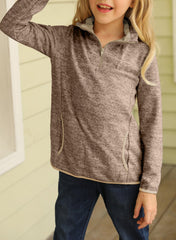 Kids Quarter-Zip Collar Sweatshirt with Kangaroo Pocket - Shah S. Sahota