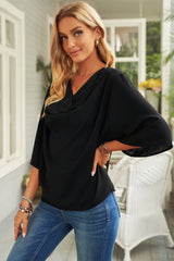 Cowl Neck Three-Quarter Sleeve Blouse - Shah S. Sahota