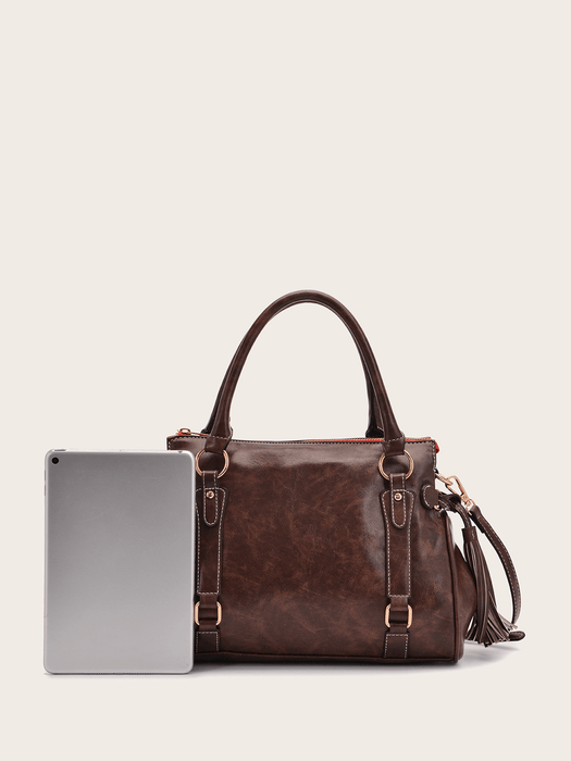 Retro Tassel Solid Color Crossbody Bag - Shah S. Sahota