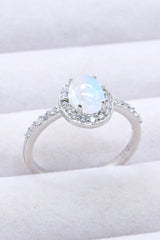 925 Sterling Silver Natural Moonstone Halo Ring - Shah S. Sahota