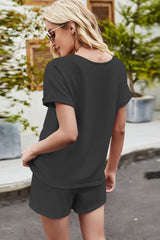 V-Neck Drawstring Waist Lounge Set - Shah S. Sahota