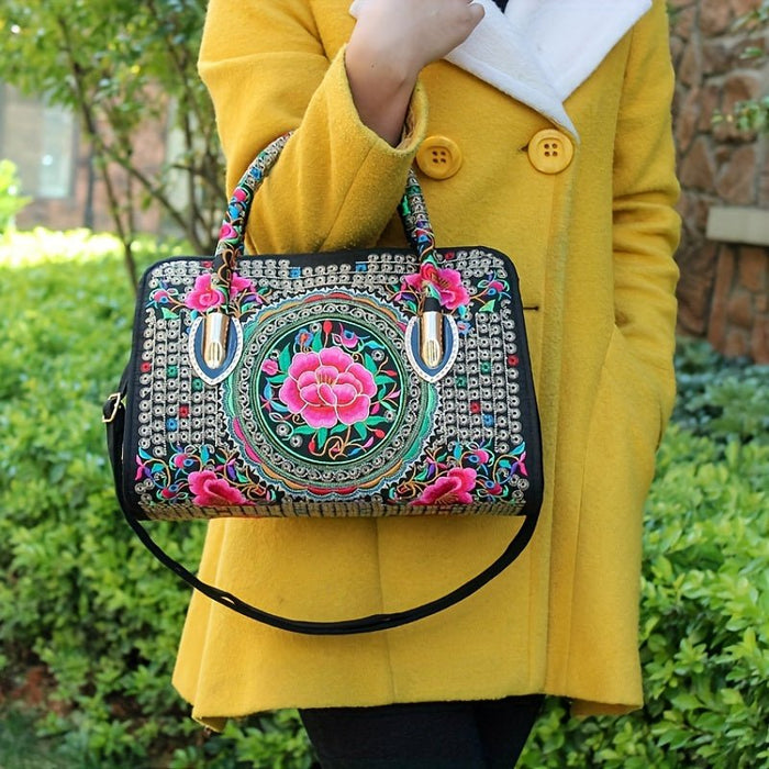 Women's Vintage Embroidered Tote Bag, Ethnic Satchel Bag, All-Match Shoulder Bag - Shah S. Sahota