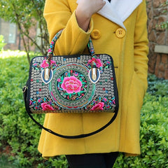 Women's Vintage Embroidered Tote Bag, Ethnic Satchel Bag, All-Match Shoulder Bag - Shah S. Sahota