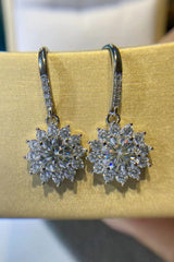 2 Carat Moissanite Floral Platinum-Plated Drop Earrings