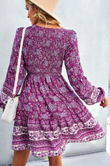 Bohemian V-Neck Balloon Sleeve Dress - Shah S. Sahota
