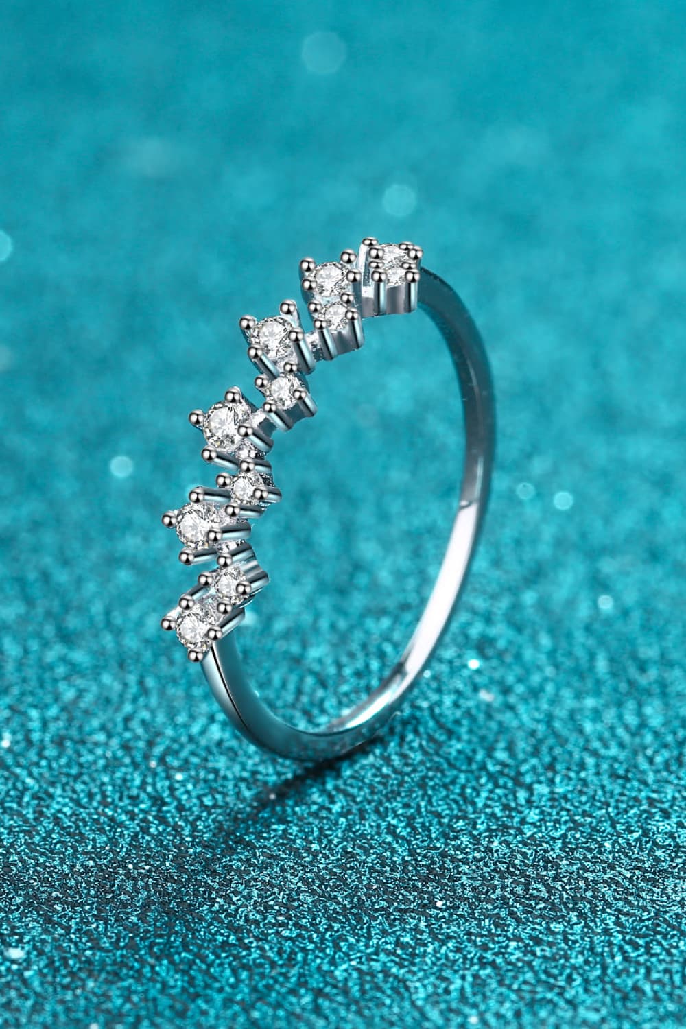 Moissanite Rhodium-Plated Half-Eternity Ring - Shah S. Sahota