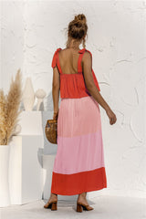 Color Block Tie Shoulder Tiered Sleeveless Dress - Shah S. Sahota