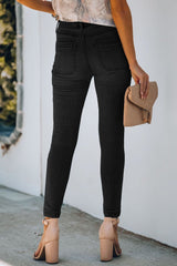 Button Fly Skinny Jeans with Pockets - Shah S. Sahota