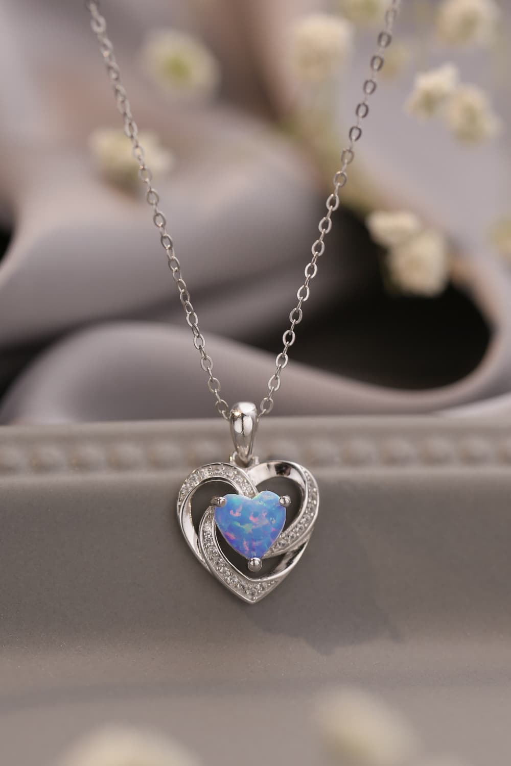 Opal Heart Pendant Necklace - Shah S. Sahota