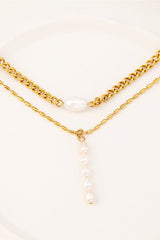 Double-Layered Freshwater Pearl Stainless Steel Necklace - Shah S. Sahota