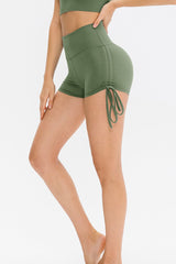 Side Drawstring High Waist Yoga Shorts - Shah S. Sahota