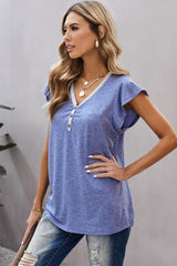 V-Neck Buttoned T-Shirt - Shah S. Sahota