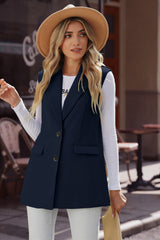 Longline Blazer Vest with Pockets - Shah S. Sahota