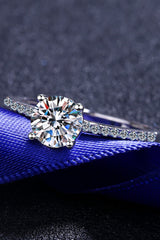 1 Carat Moissanite Rhodium-Plated Side Stone Ring - Shah S. Sahota